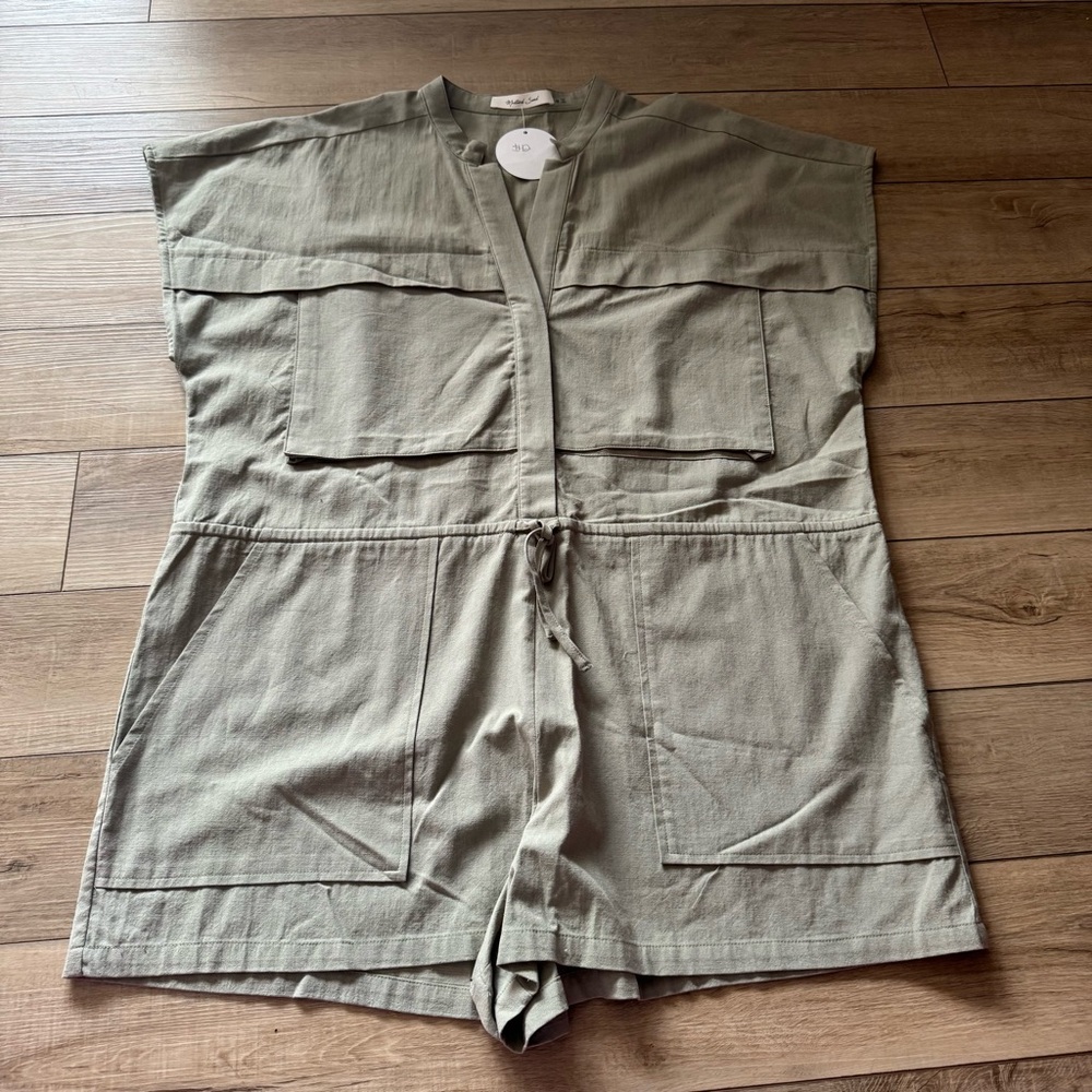Mustard Seed Sage Green V-Neck Romper